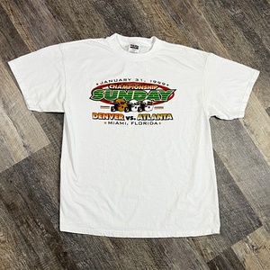 Vintage Super Bowl XXXIII Shirt Size XL Tultex White 90s Denver Atlanta